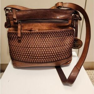 Harbour 2nd Brwn "Weathered/Distressed Cognac Pebbled Leather Crossbody Bag $365